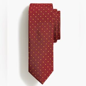 J. Crew 100% Silk Burgundy Gold Dots Tie NWT
